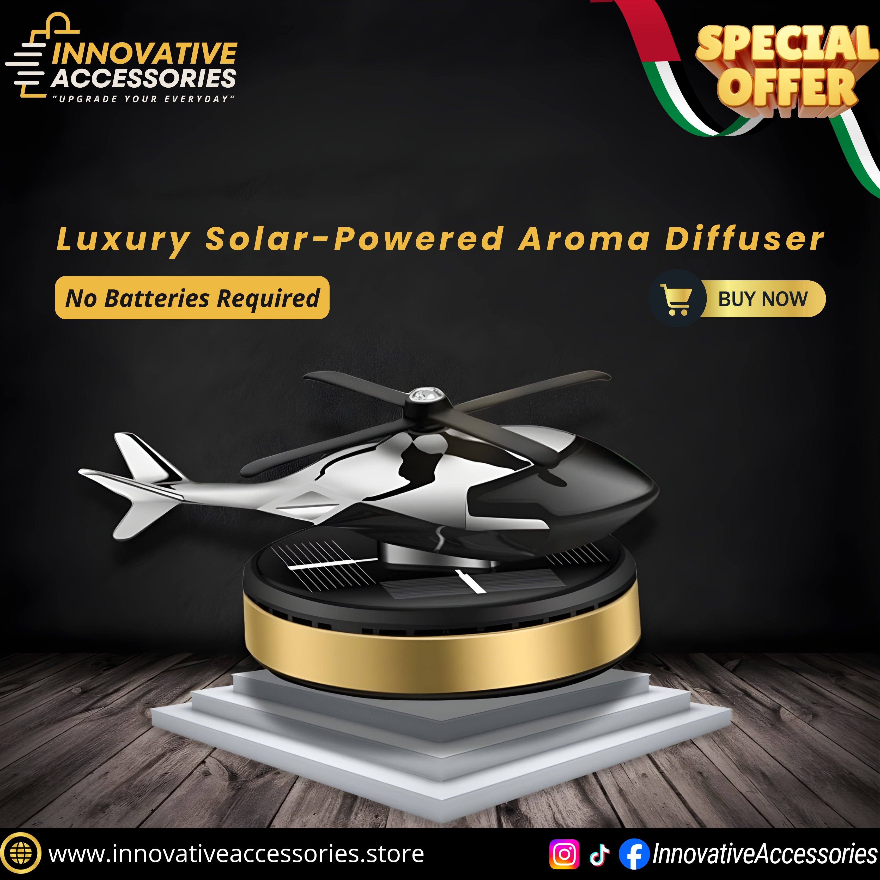 Luxury Solar Powered Car Aroma Diffuser – Alcohol-Free Rotating Fragrance